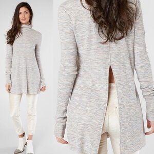 WE THE FREE PEOPLE Pullover Womens Small Heather Gray Stone Cold Split Back Top